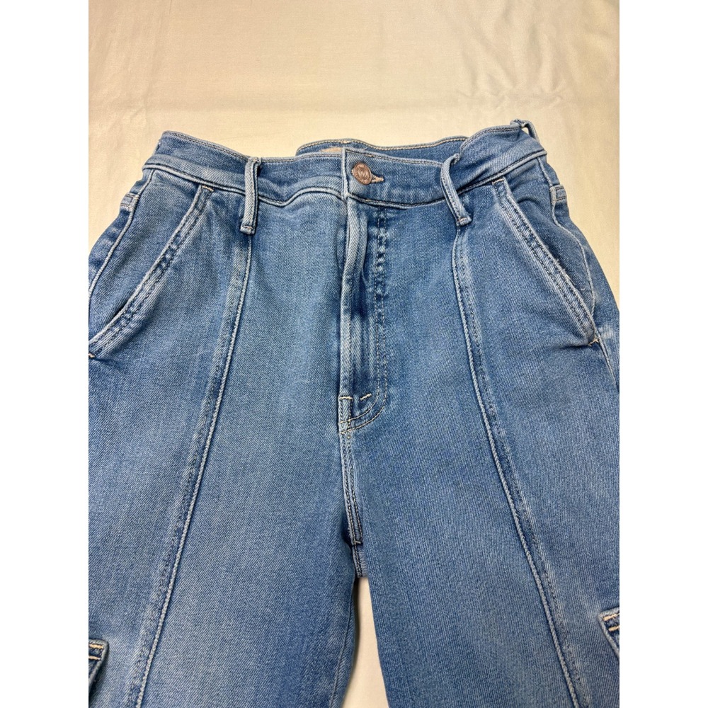 Mother The Rambler Cargo Ankle Jeans Riding The Cliffside Blue Wide Leg 25X28 - Picture 2 of 16
